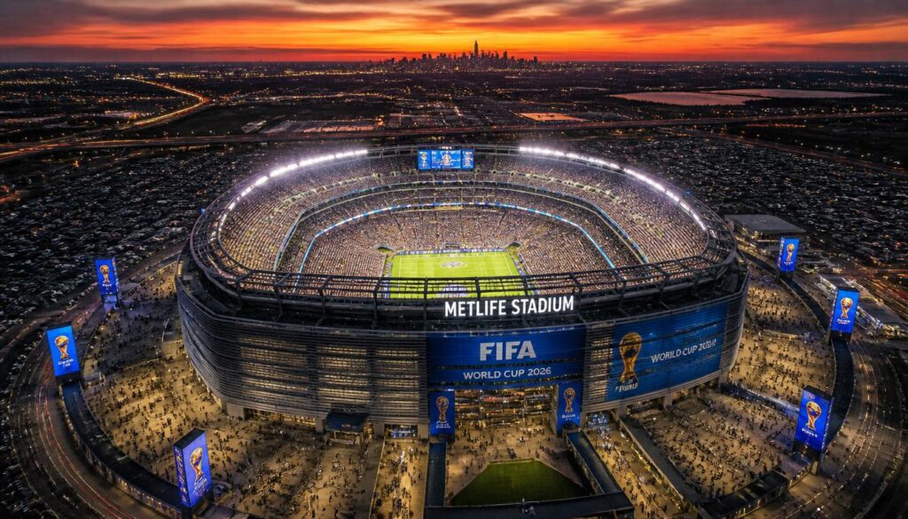 Aerial view of MetLife Stadium New Jersey, venue for the 2026 FIFA World Cup Final